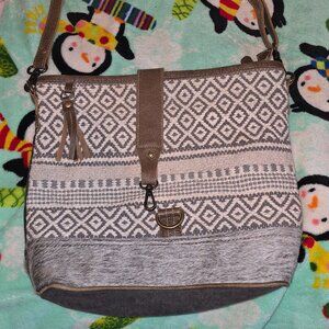 Myra Hair On Cow Hide Crossbody Shoulder Bag Gray Black